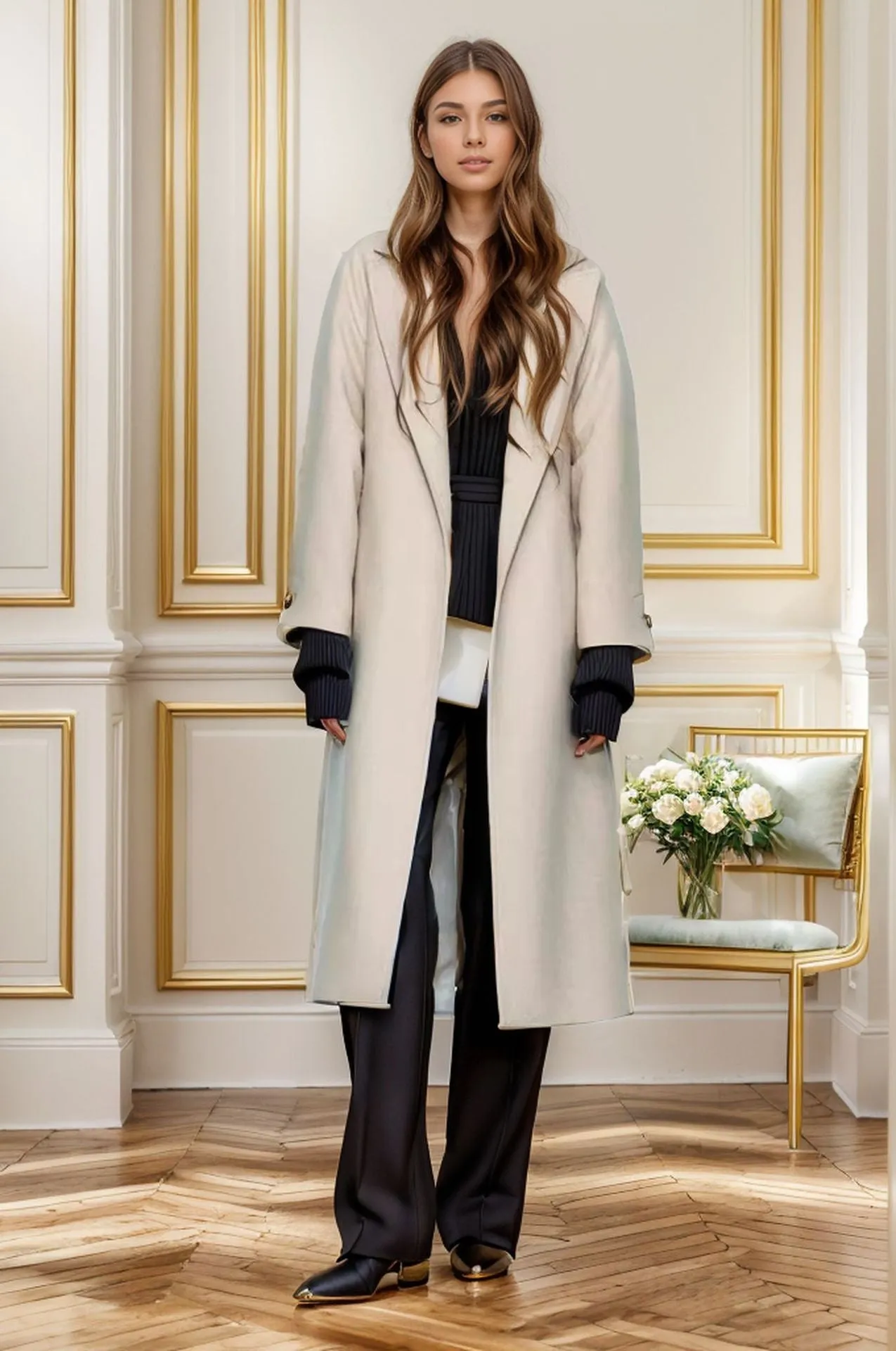 Thickened Lapel Extra-long Trench Coat