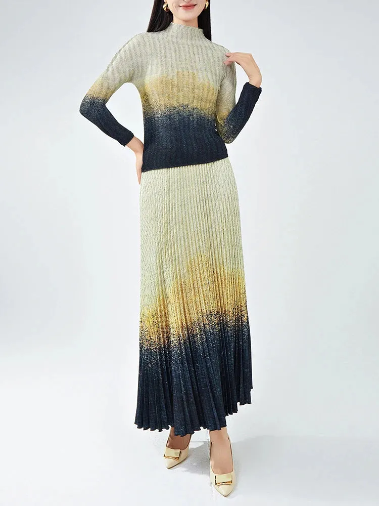 Truly Pleated Designer Top & Long Skirt Set