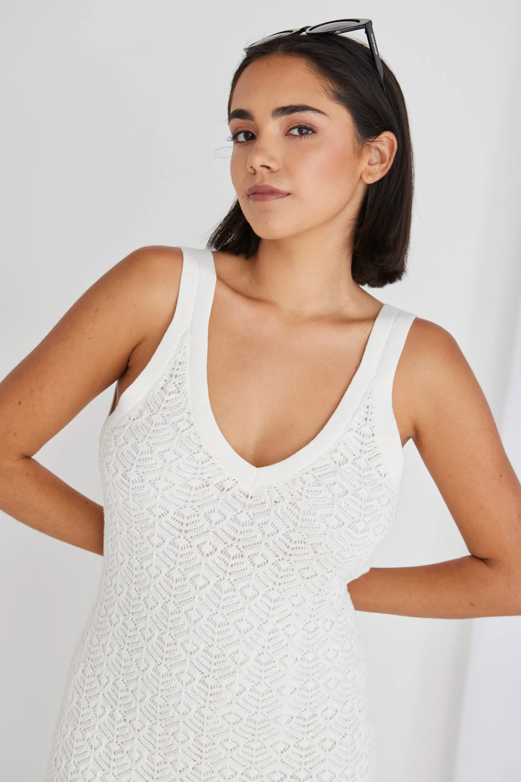 Voyage Ivory Crochet Knit Maxi Dress
