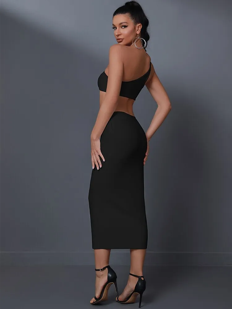 White Cut Out Midi Backless Bodycon Dress