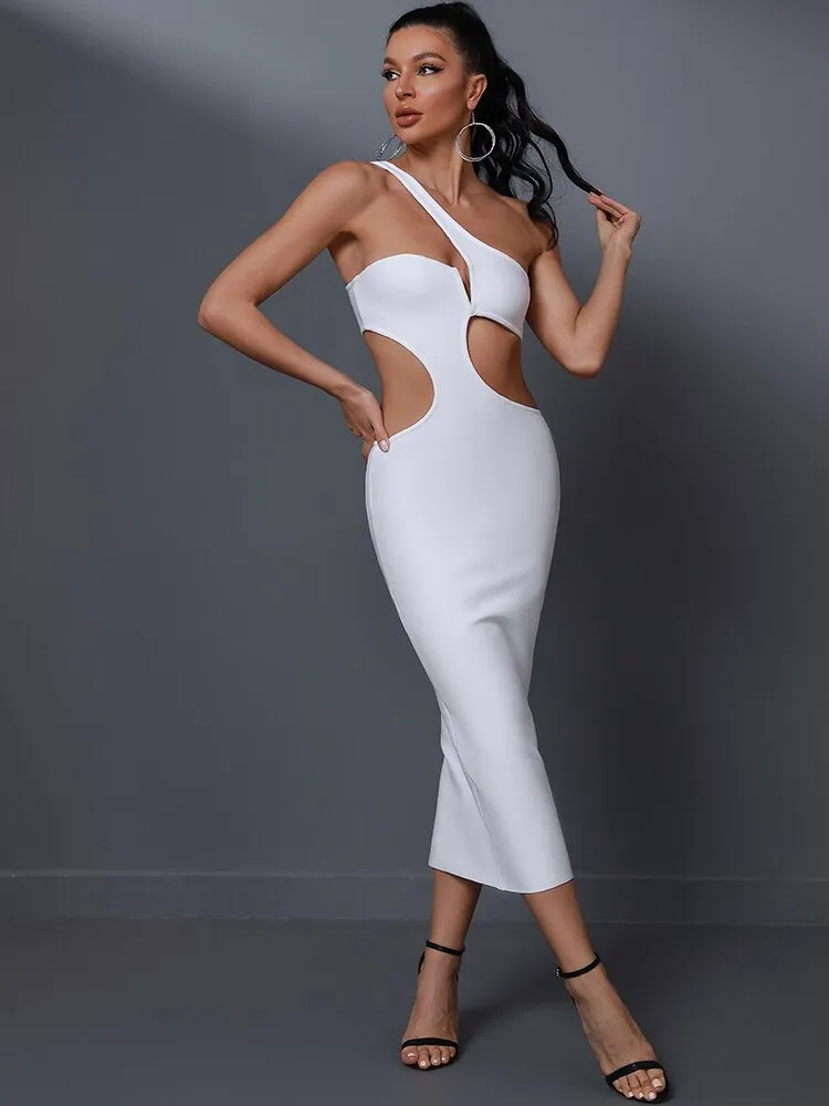 White Cut Out Midi Backless Bodycon Dress