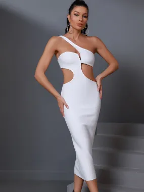 White Cut Out Midi Backless Bodycon Dress